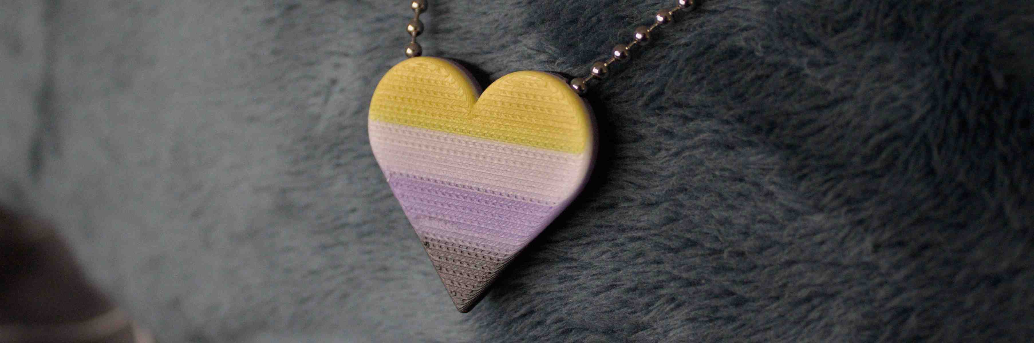 Enby-coloured heart necklace